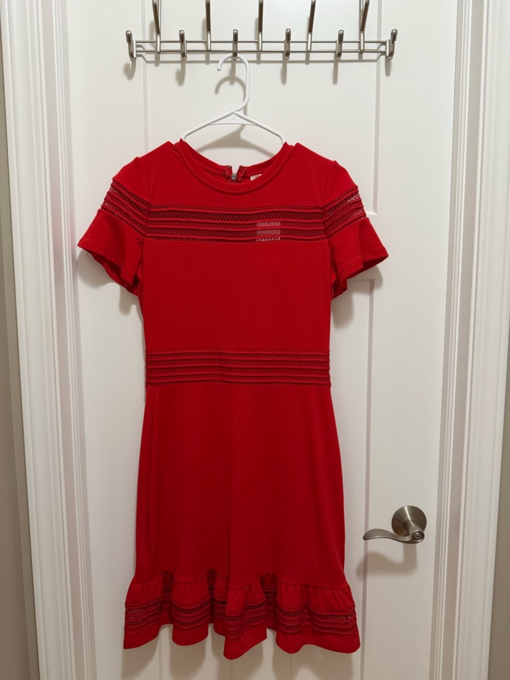 Michael Kors Red Short Sleeve Fit-and-Flare Dress